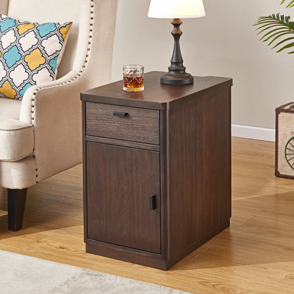 Loon Peak® Amyrical 24'' Tall Drum End Table with Storage and BuiltIn